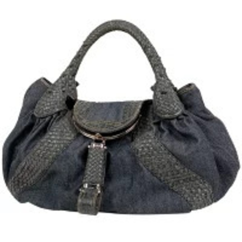 Fendi Spy Bag Tote Handbag Denim Blue Black